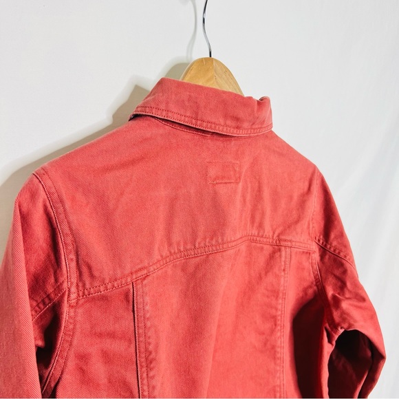 LL Bean Denim Pink /Salmon Floral Lined Jean Jacket - Picture 12 of 15